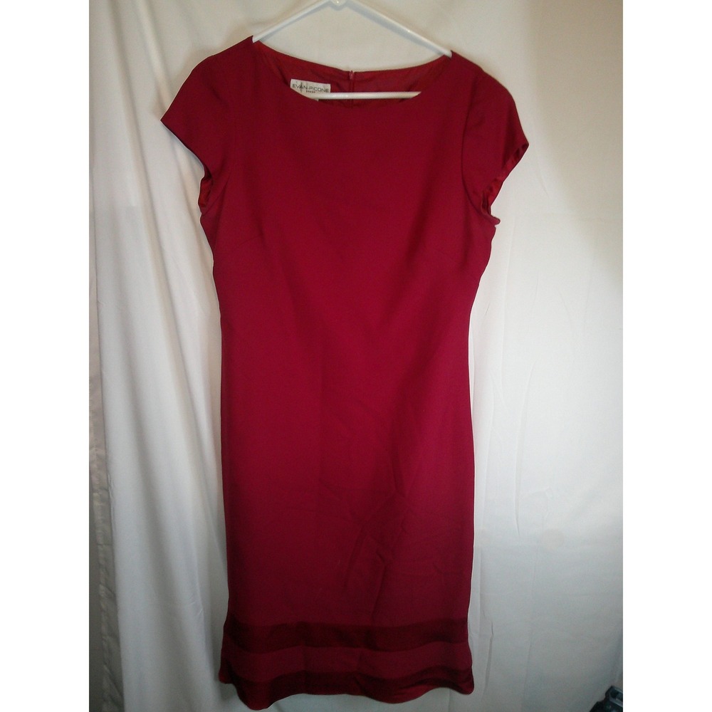 Evan Picone Sheath Dress Cap‎ Sleeve Knee Length Career Party Red Size 10
